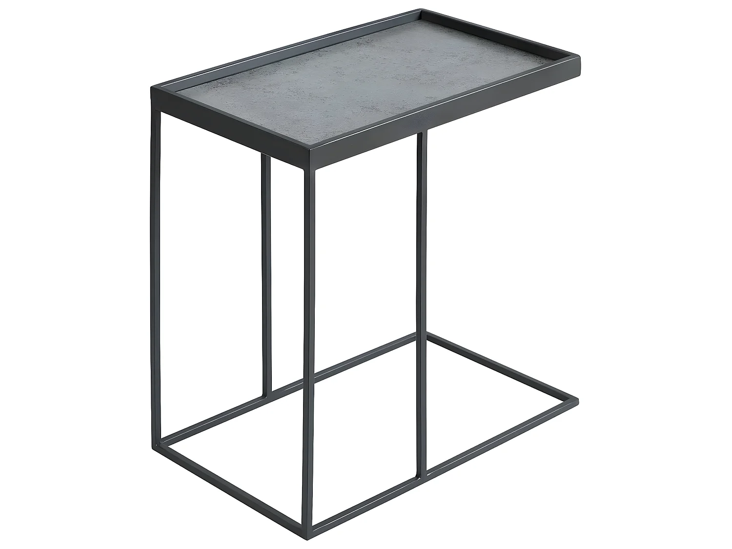 KERIA - Table d'Appoint Rectangulaire Aspect Céramique Grise