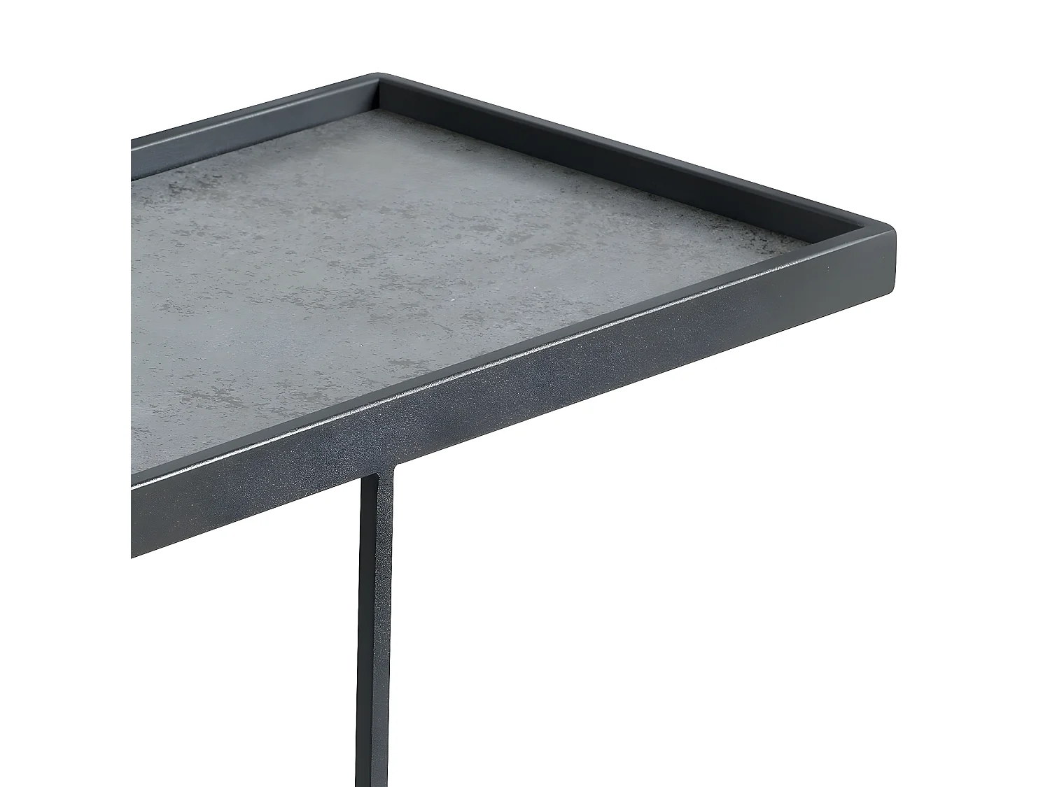 KERIA - Table d'Appoint Rectangulaire Aspect Céramique Grise