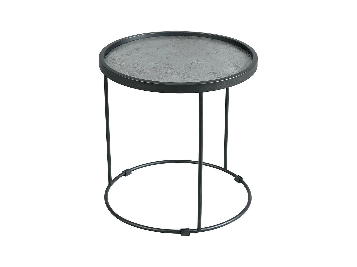 KERIA - Table d'Appoint Ronde Ø50cm Aspect Céramique Grise