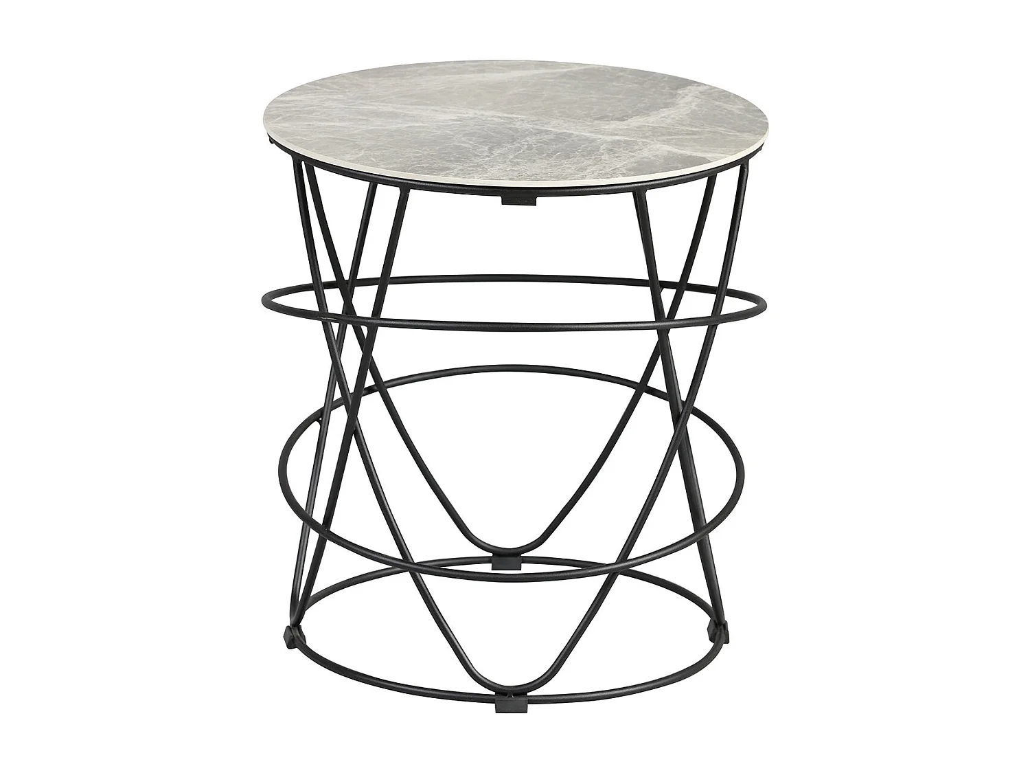 CATHLEEN - Bout de Canapé Rond Plateau Céramique