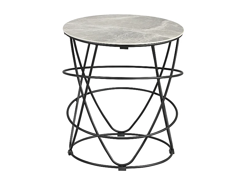 CATHLEEN - Bout de Canapé Rond Plateau Céramique