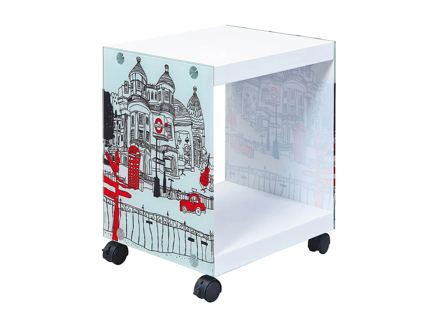 ISLA - Table d'Appoint sur Roulettes Motif Londres