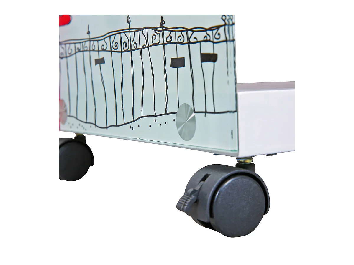 ISLA - Table d'Appoint sur Roulettes Motif Londres