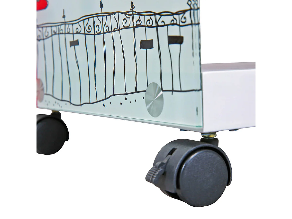 ISLA - Table d'Appoint sur Roulettes Motif Londres