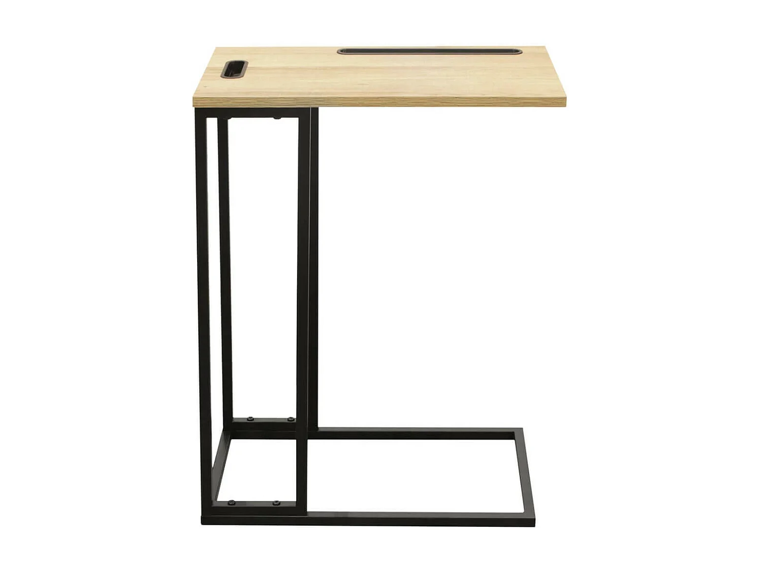 TANISHA - Tablette d'Appoint Métal Noir et Imitation Bois