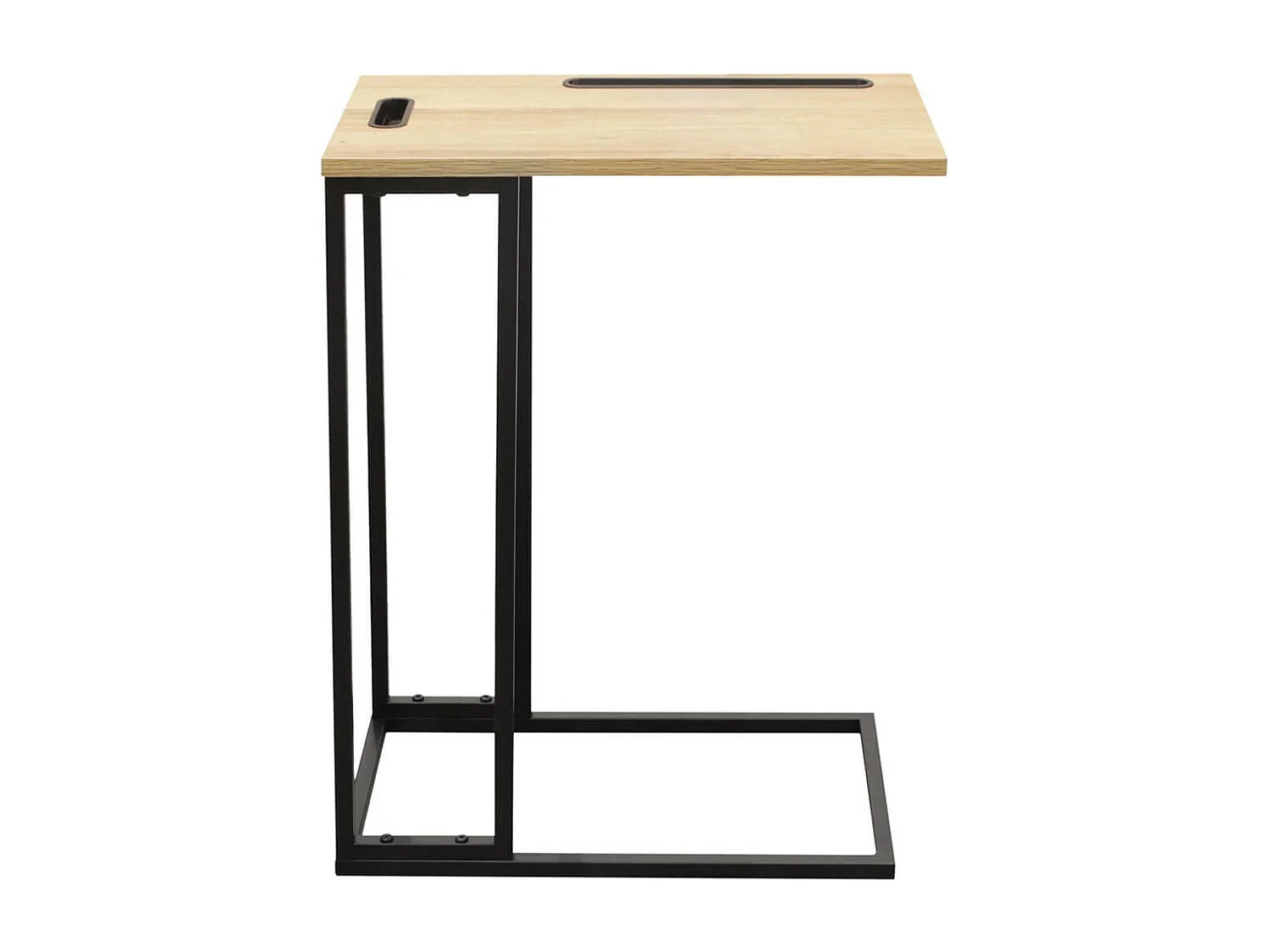 TANISHA - Tablette d'Appoint Métal Noir et Imitation Bois