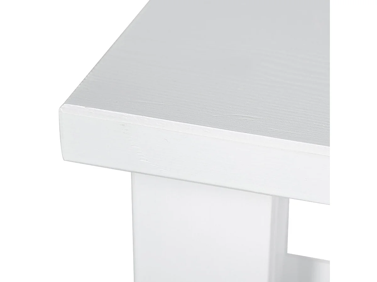 FLIX - Table d'Appoint Carrée Bois Massif Vernis Blanc