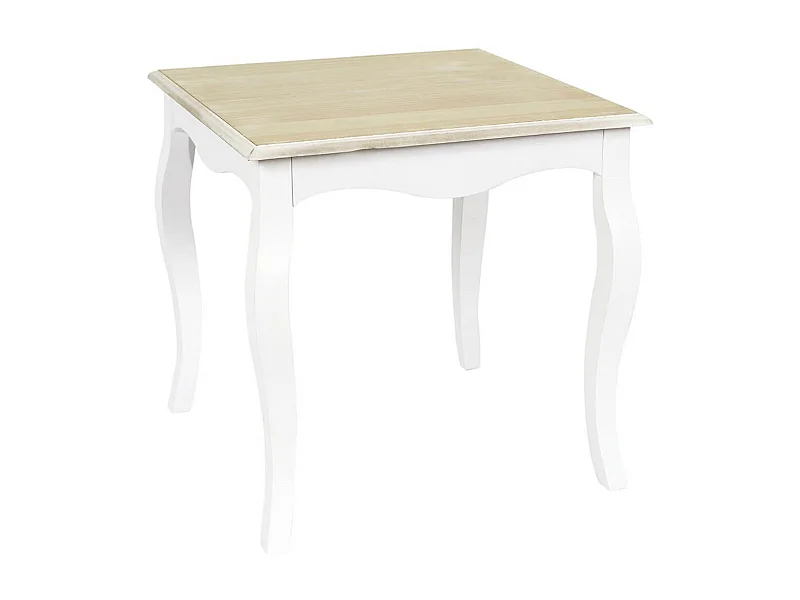 CLEMENCE - Table d'Appoint Blanche Plateau Effet Bois