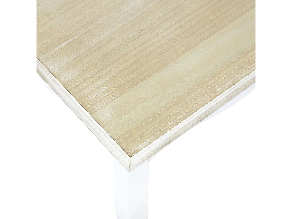 CLEMENCE - Table d'Appoint Blanche Plateau Effet Bois
