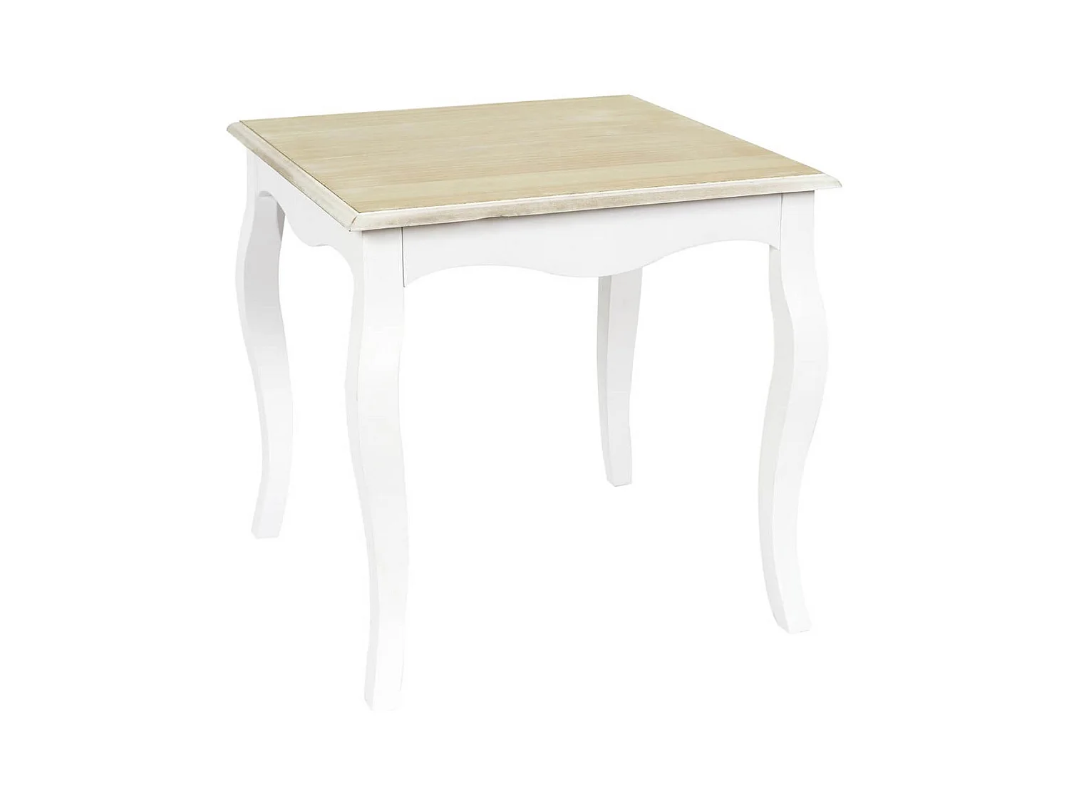 CLEMENCE - Table d'Appoint Blanche Plateau Effet Bois