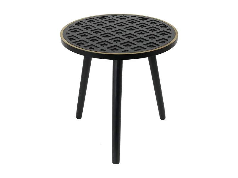 LISEA - Table d'Appoint Ronde Plateau Noir et Doré