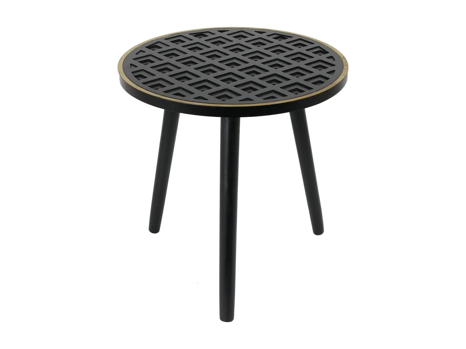 LISEA - Table d'Appoint Ronde Plateau Noir et Doré
