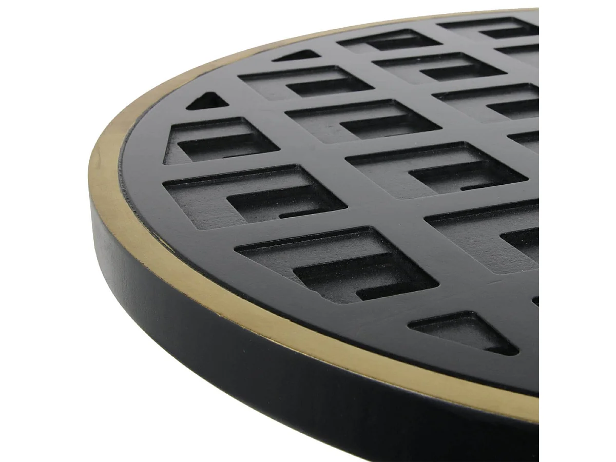 LISEA - Table d'Appoint Ronde Plateau Noir et Doré