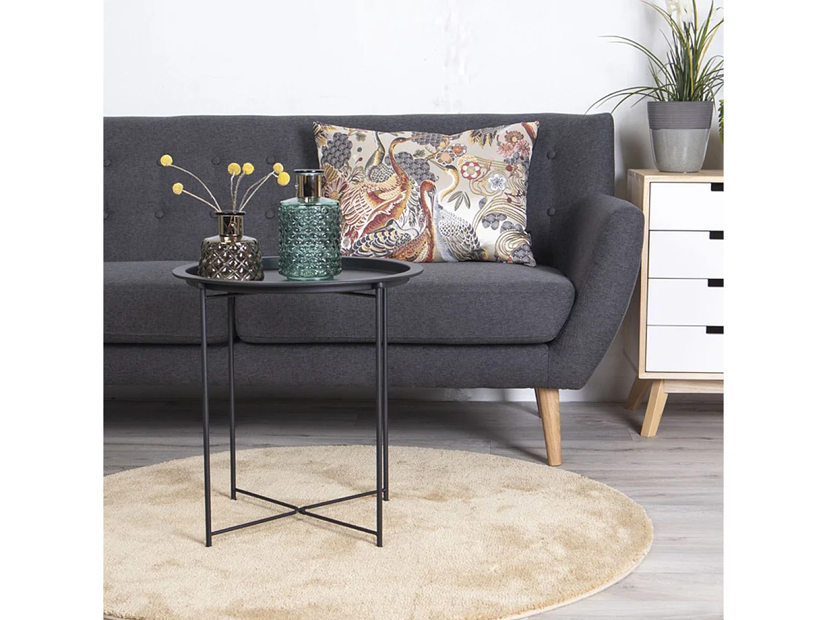 VALINCO - Table d'Appoint Ronde Ø47cm Acier Noir
