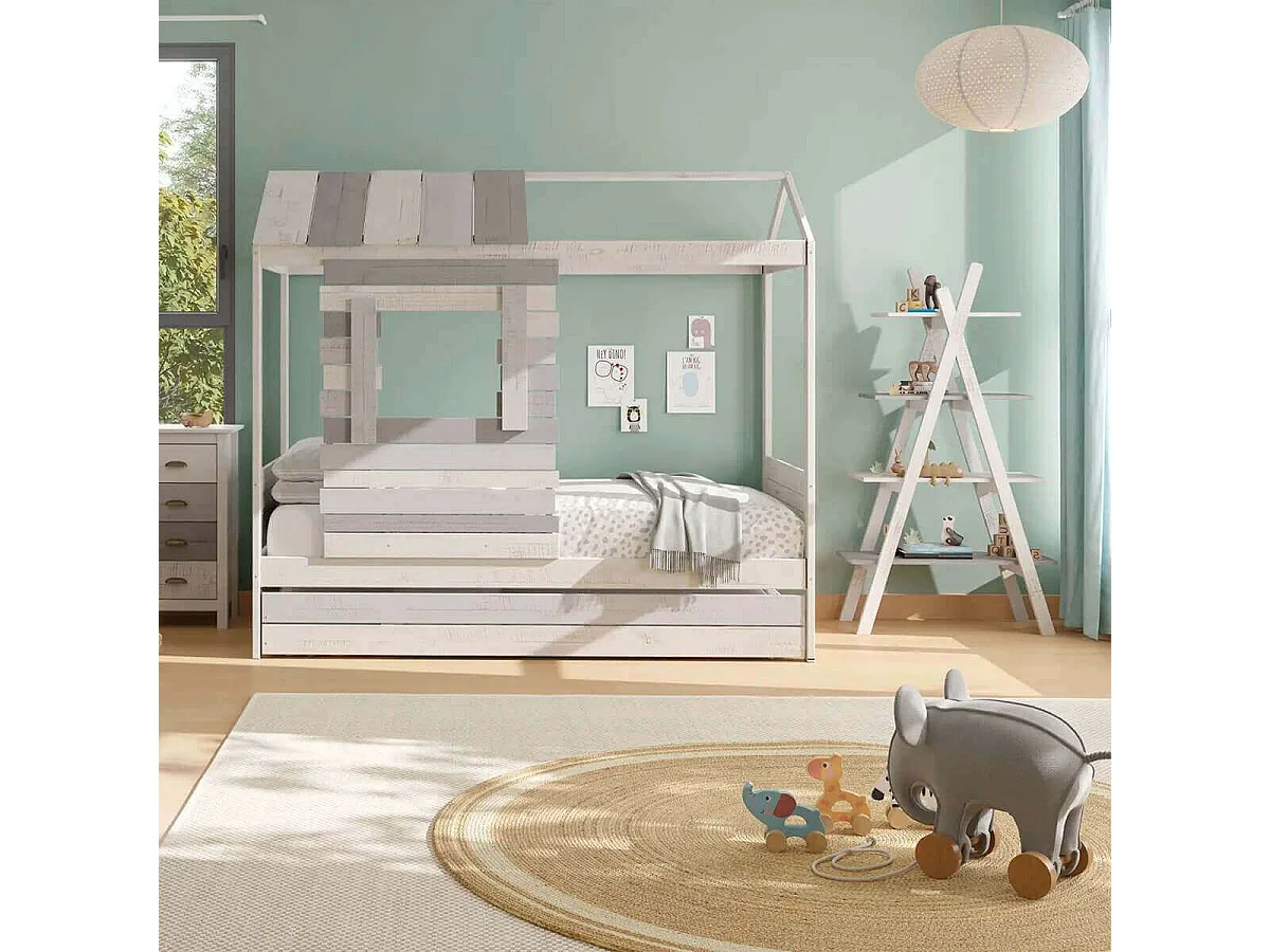 CANDEL - Etagère 4 niveaux structure Bois et plateaux MDF