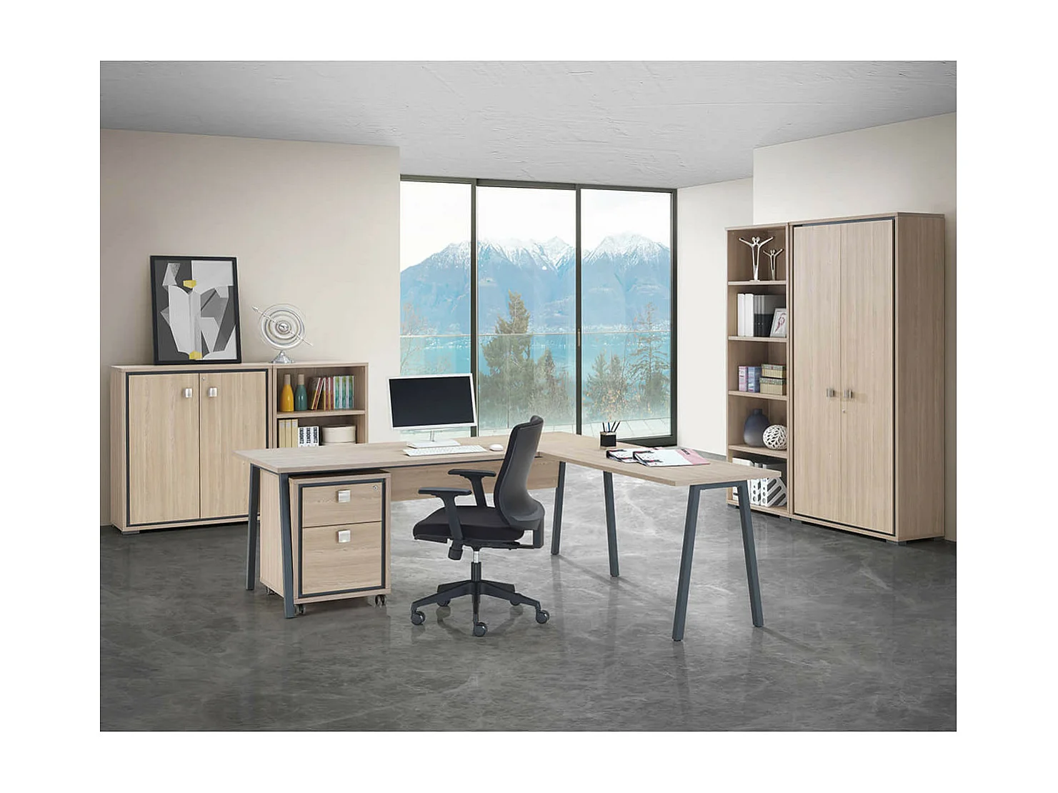 LYDIA - Etagère Aspect Bois Hauteur 212cm