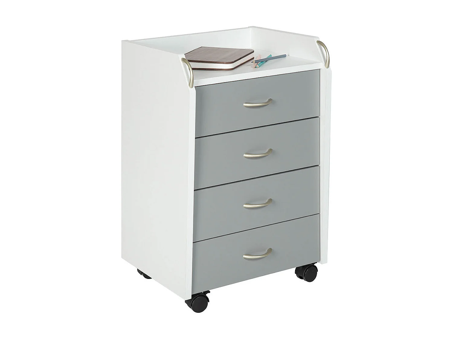 OKLOC - Caisson 4 Tiroirs sur Roulettes Blanc