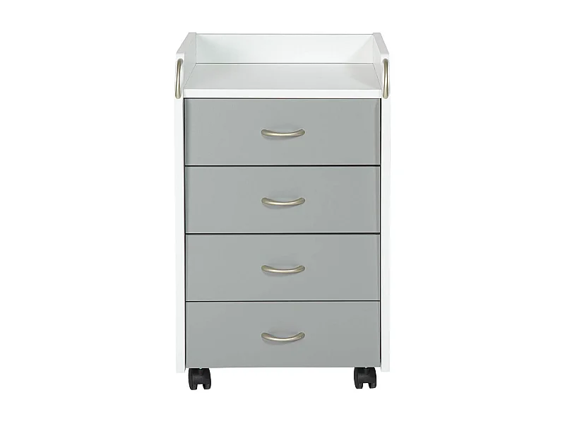 OKLOC - Caisson 4 Tiroirs sur Roulettes Blanc