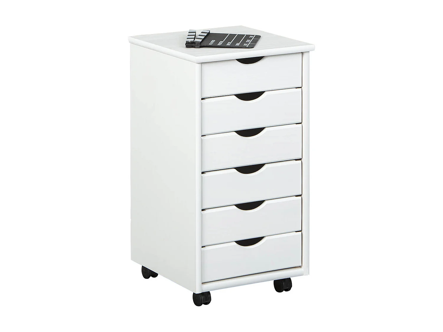 SYDNEY - Caisson 6 Tiroirs Bois Massif Vernis Blanc