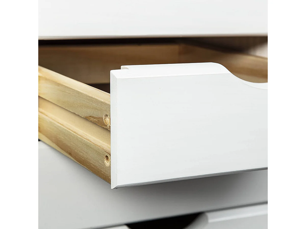 SYDNEY - Caisson 6 Tiroirs Bois Massif Vernis Blanc