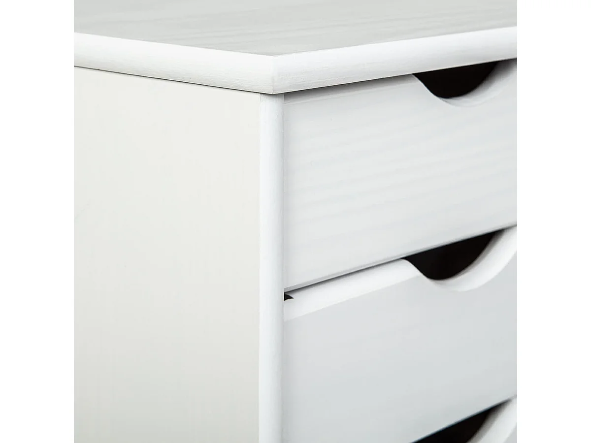 SYDNEY - Caisson 6 Tiroirs Bois Massif Vernis Blanc