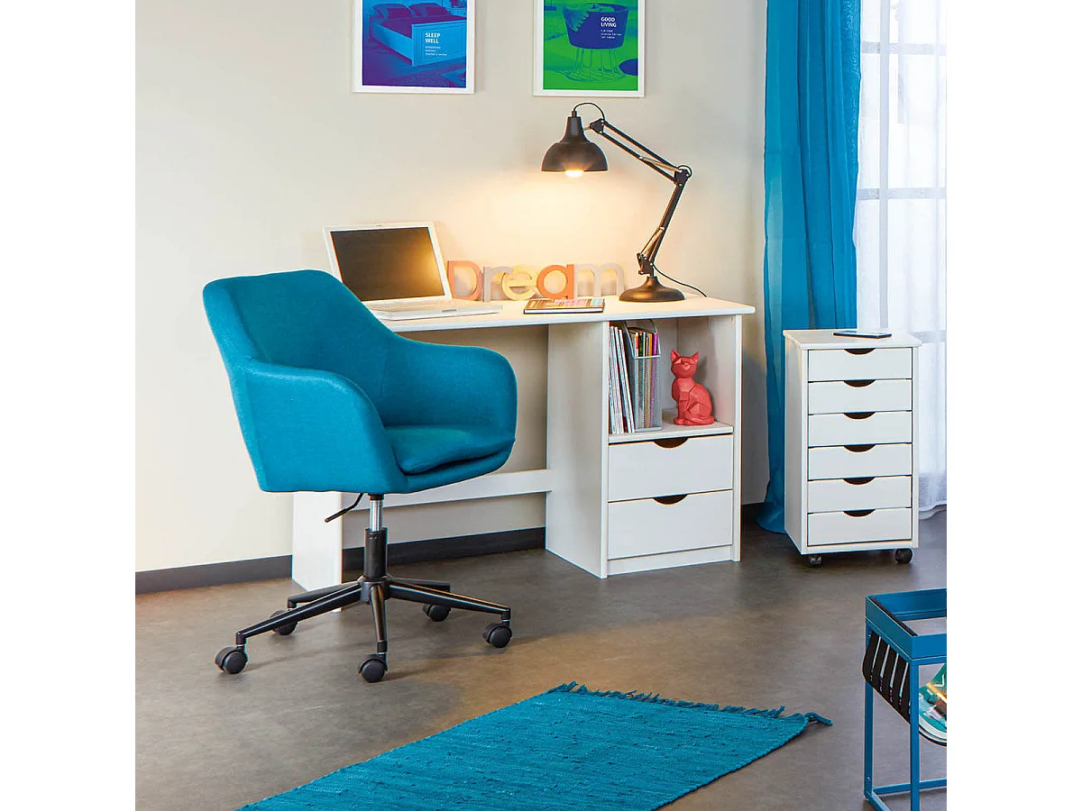 SYDNEY - Caisson 6 Tiroirs Bois Massif Vernis Blanc