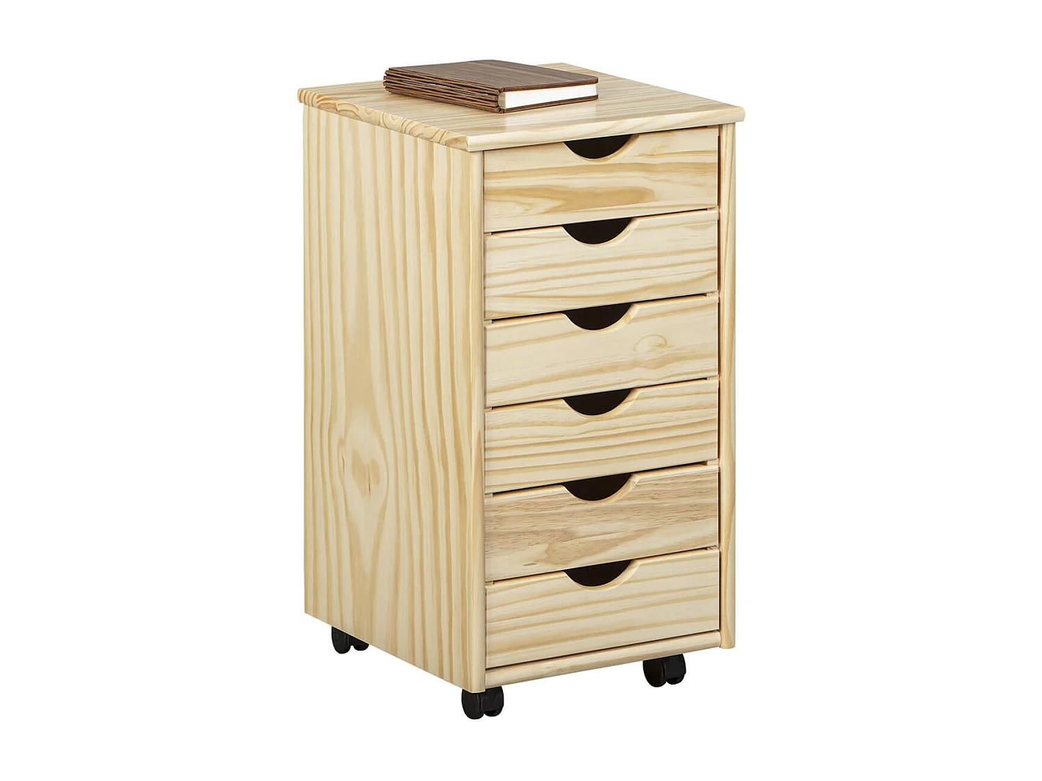 OLIVER - Caisson 6 Tiroirs Bois Massif Naturel