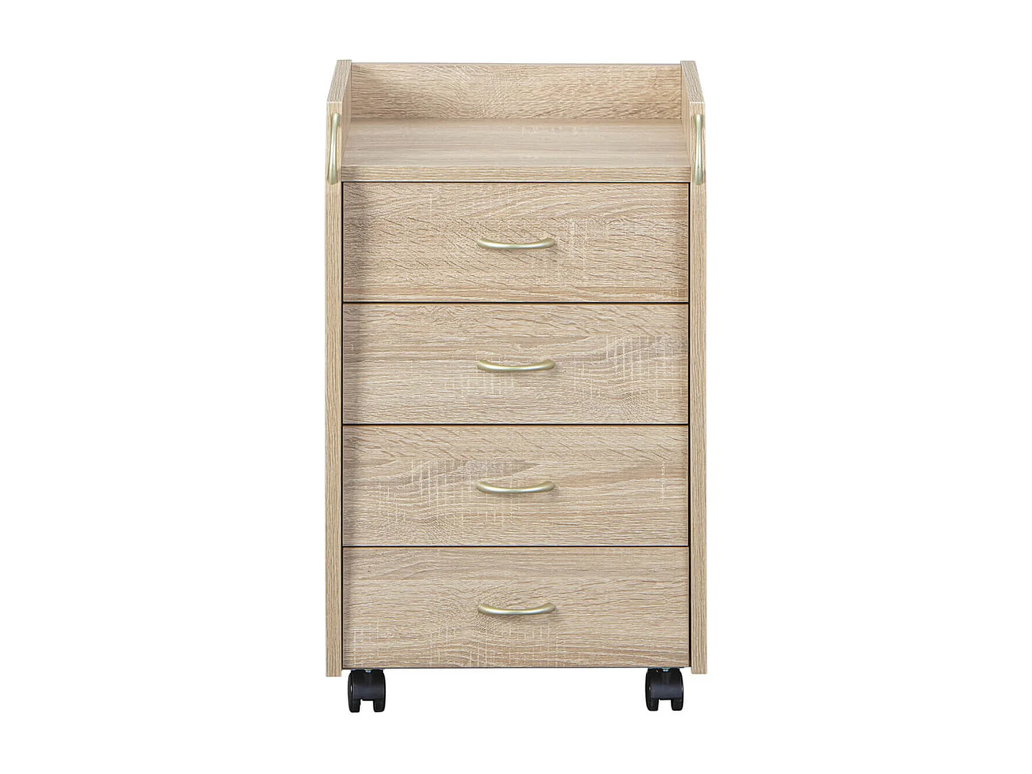 ERSOY - Caisson 4 Tiroirs sur Roulettes Aspect Chêne