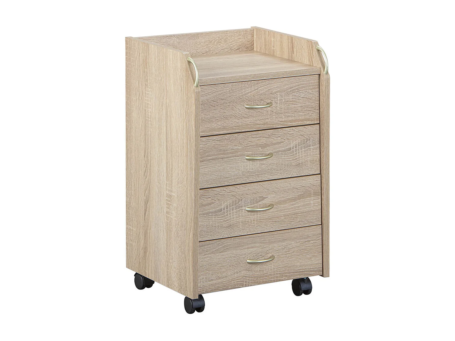 ERSOY - Caisson 4 Tiroirs sur Roulettes Aspect Chêne