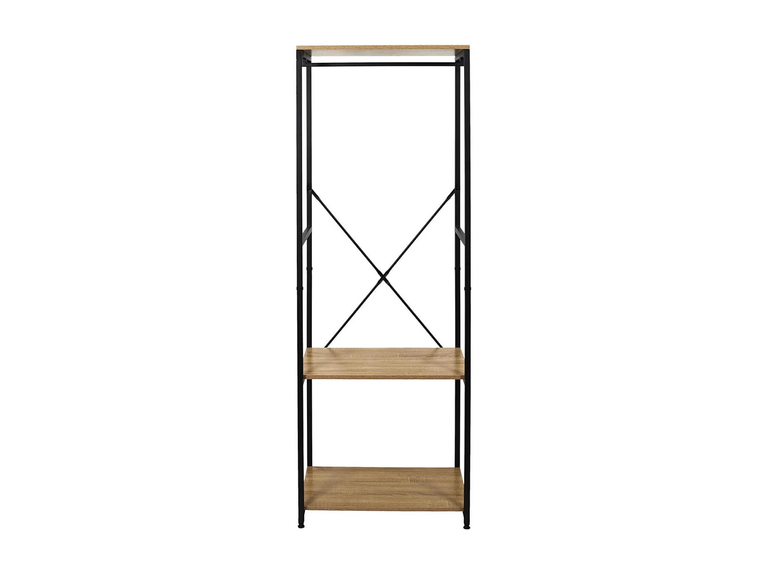 STAVI - Portant avec Etagères Métal Noir Plateaux Effet Bois