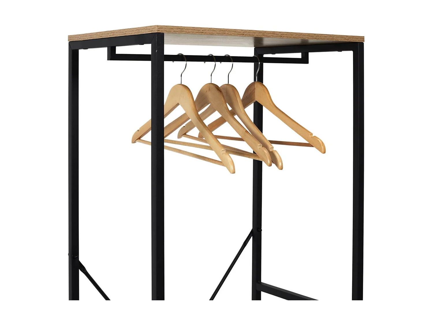 STAVI - Portant avec Etagères Métal Noir Plateaux Effet Bois