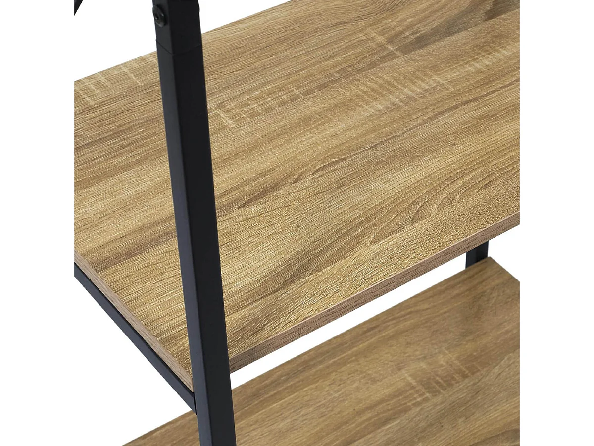 STAVI - Portant avec Etagères Métal Noir Plateaux Effet Bois