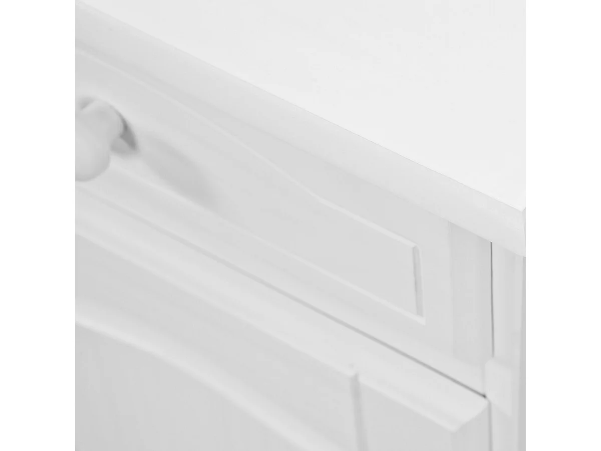 LAURIE - Buffet 3 Portes 3 Tiroirs Bois Massif Vernis Blanc