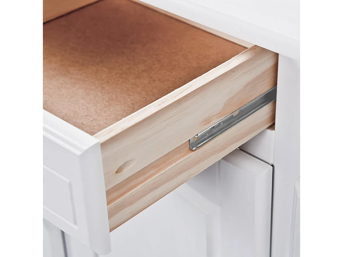 LAURIE - Buffet 3 Portes 3 Tiroirs Bois Massif Vernis Blanc