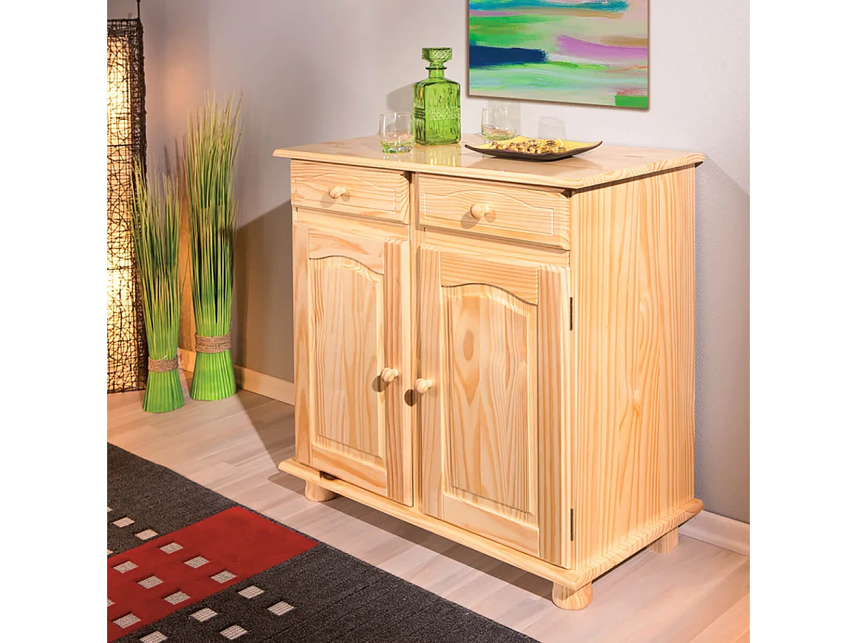 STAN - Meuble 2 Portes 2 Tiroirs Bois Massif