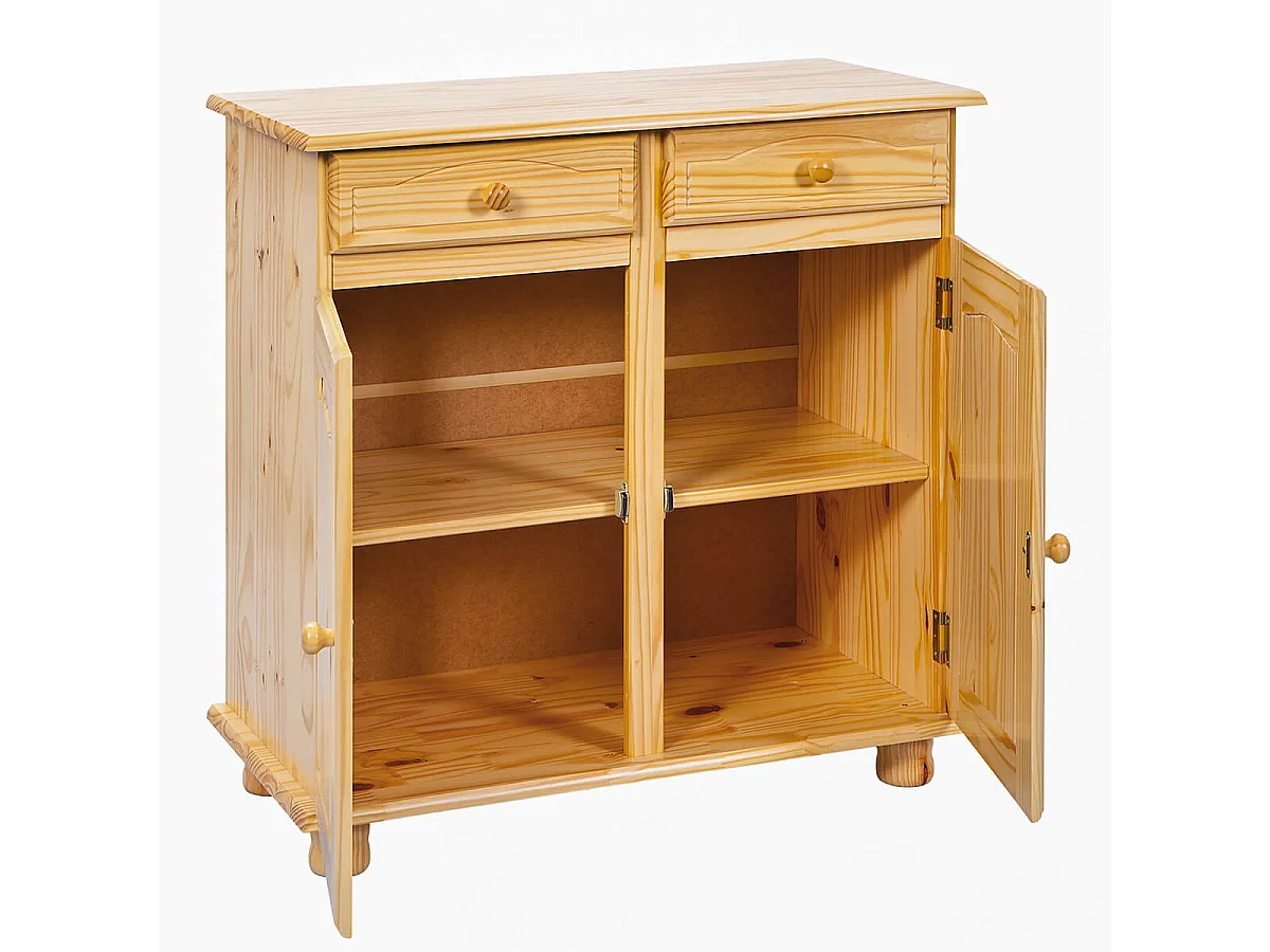 STAN - Meuble 2 Portes 2 Tiroirs Bois Massif