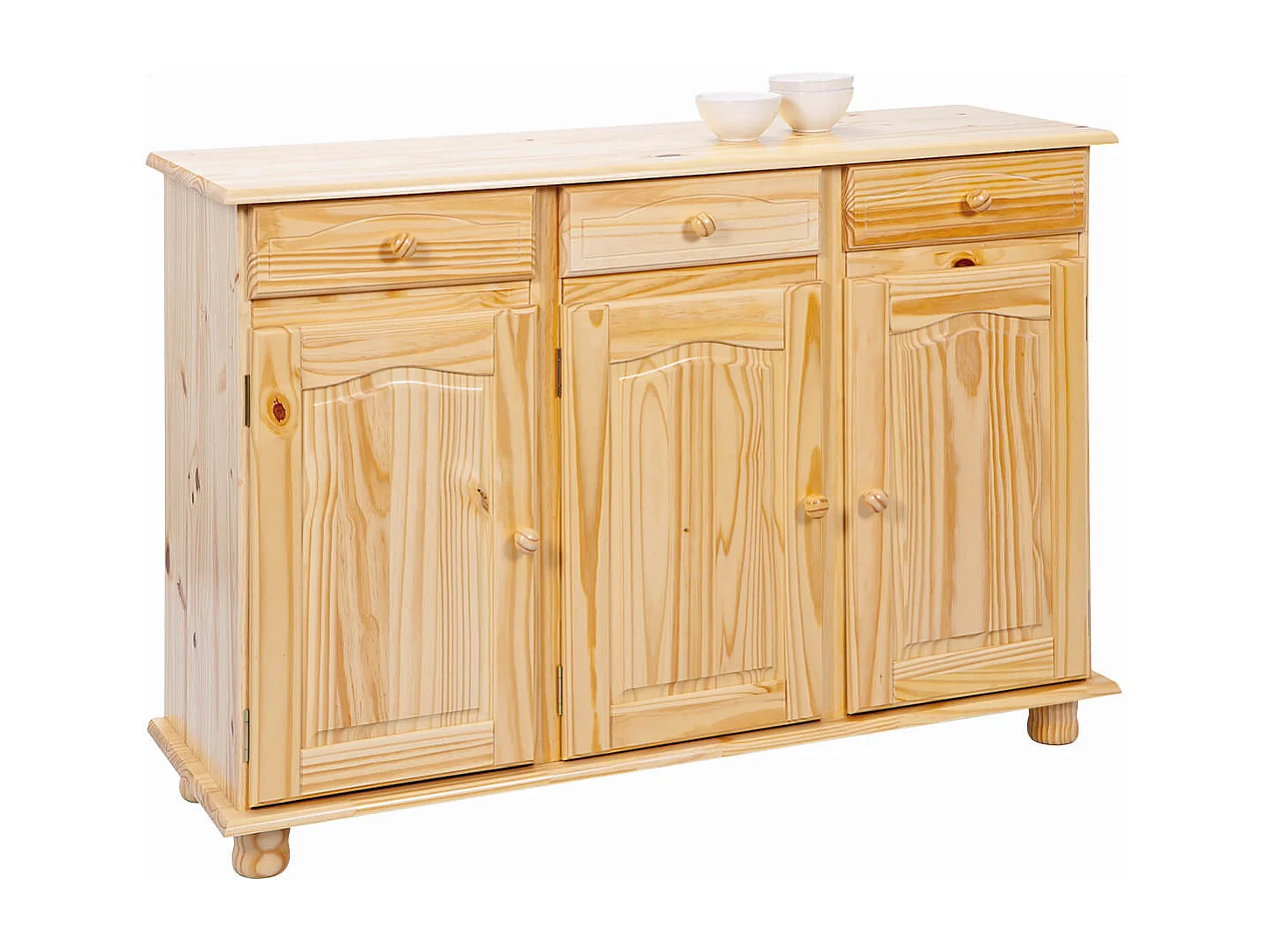 STAN - Buffet 3 Portes 3 Tiroirs Bois Massif