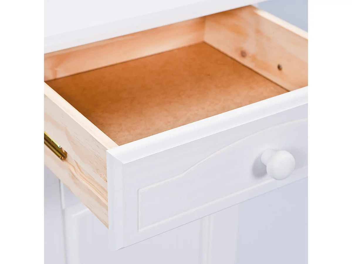 LAURIE - Meuble 2 Portes 2 Tiroirs Bois Massif Vernis Blanc