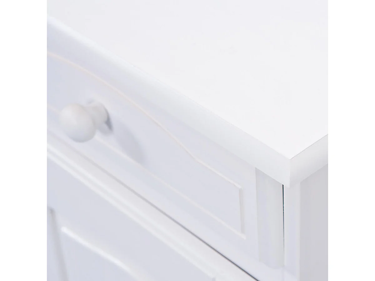 LAURIE - Meuble 2 Portes 2 Tiroirs Bois Massif Vernis Blanc