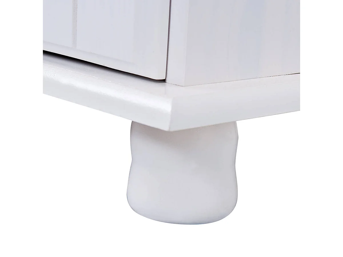 LAURIE - Meuble 2 Portes 2 Tiroirs Bois Massif Vernis Blanc