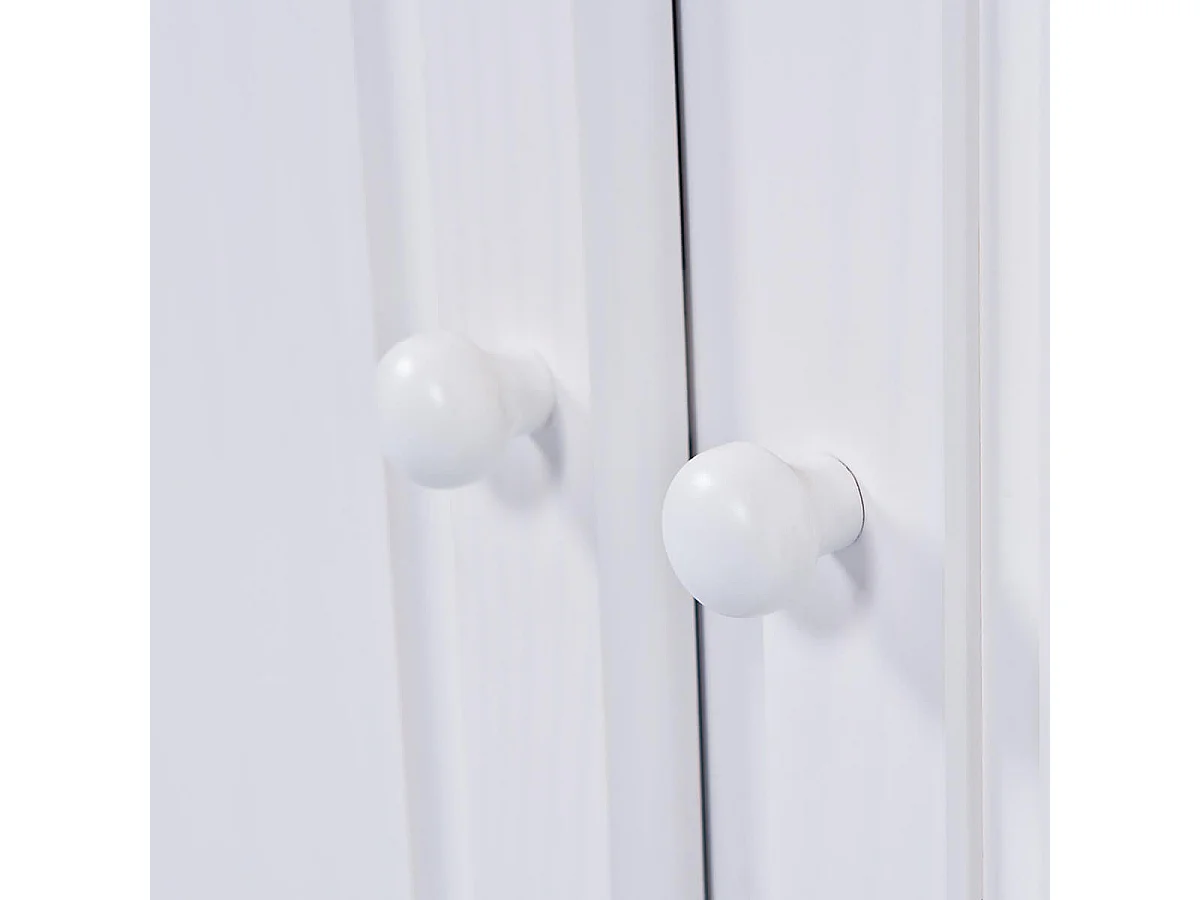 LAURIE - Meuble 2 Portes 2 Tiroirs Bois Massif Vernis Blanc