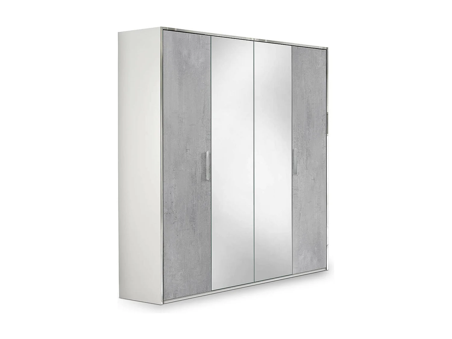 LANA - Armoire 4 Portes avec Penderie et Miroir