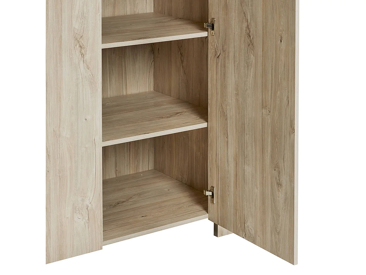 NATURAL - Armoire 3 Portes 165cm Aspect Bois Clair