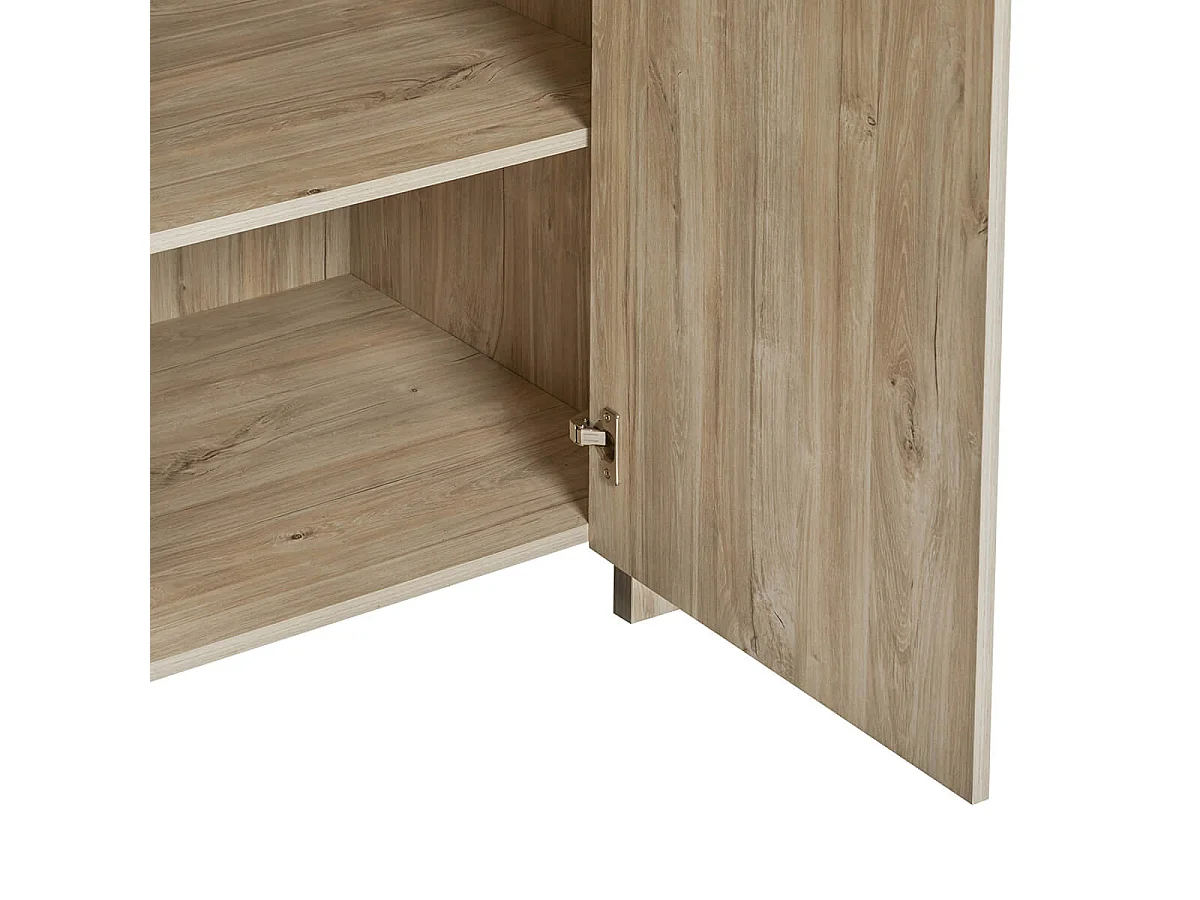 NATURAL - Armoire 3 Portes 165cm Aspect Bois Clair