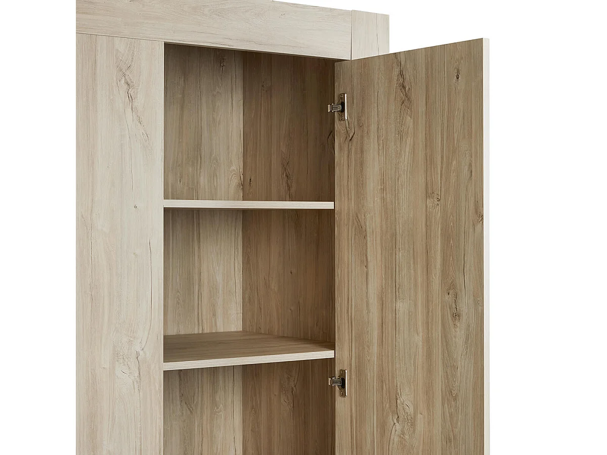 NATURAL - Armoire 3 Portes 165cm Aspect Bois Clair