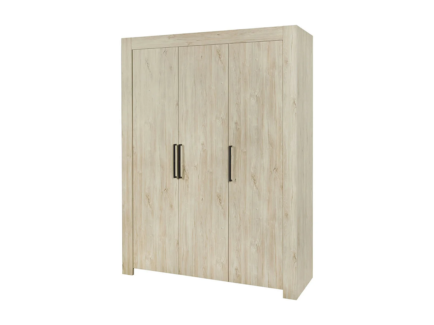 NATURAL - Armoire 3 Portes 165cm Aspect Bois Clair