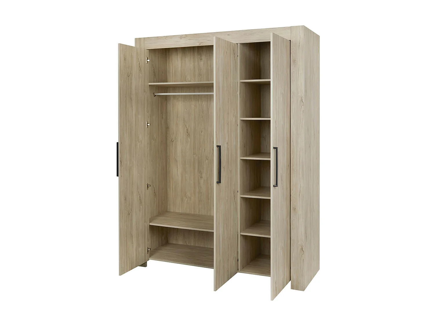 NATURAL - Armoire 3 Portes 165cm Aspect Bois Clair