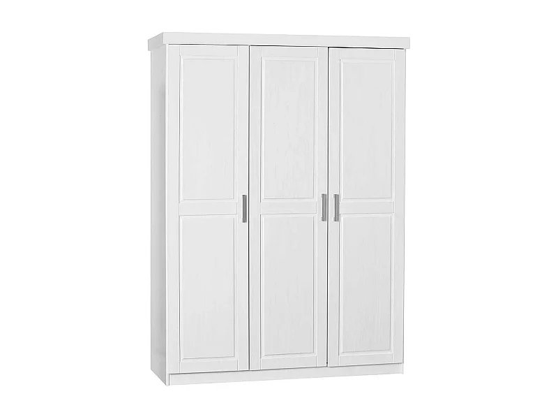 ALASKA - Armoire 3 Portes + Penderie Bois Massif Vernis Blanc