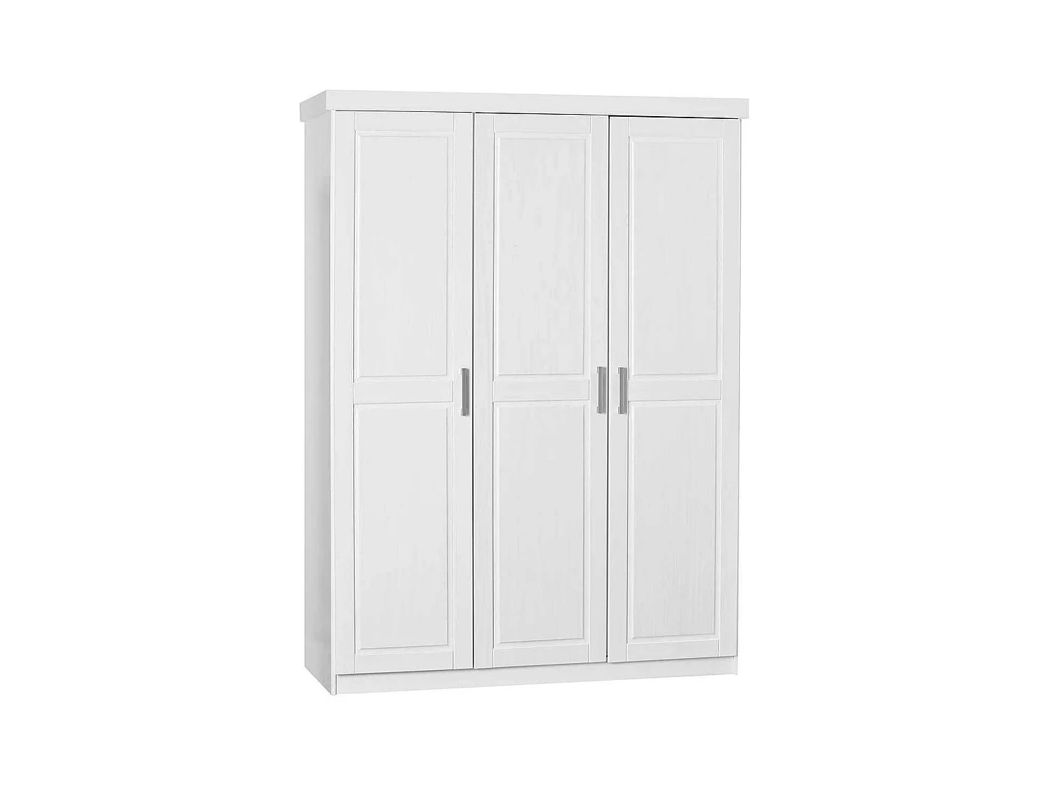 ALASKA - Armoire 3 Portes + Penderie Bois Massif Vernis Blanc