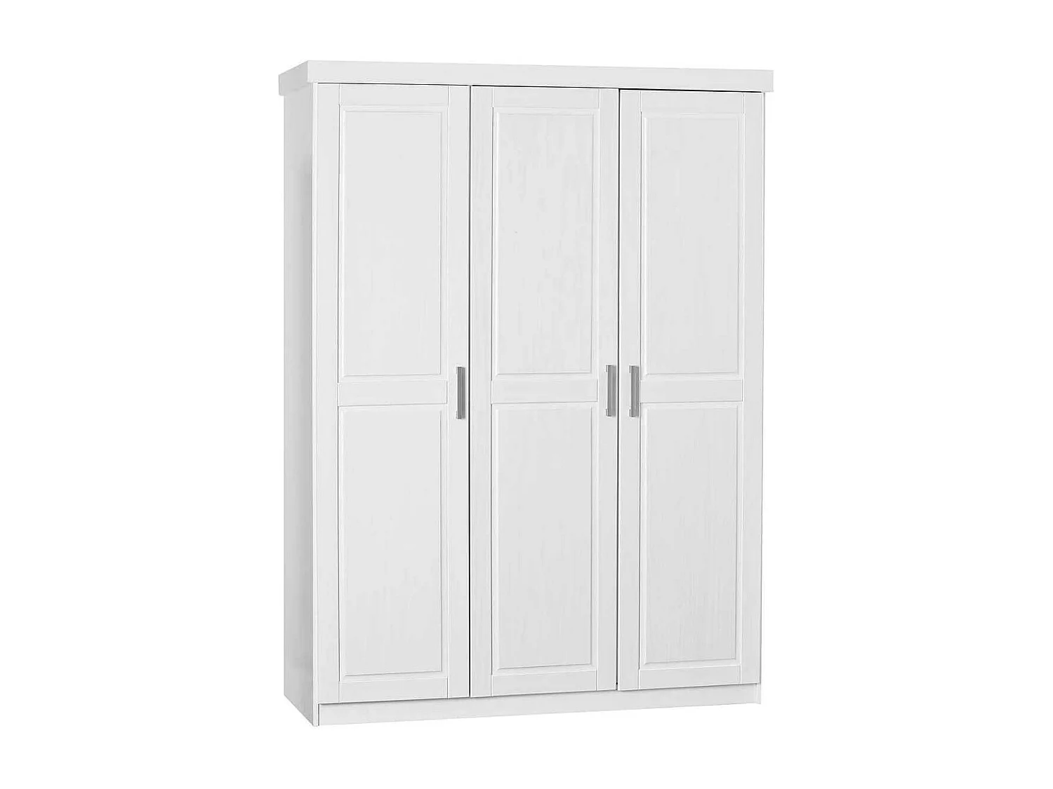 ALASKA - Armoire 3 Portes + Penderie Bois Massif Vernis Blanc
